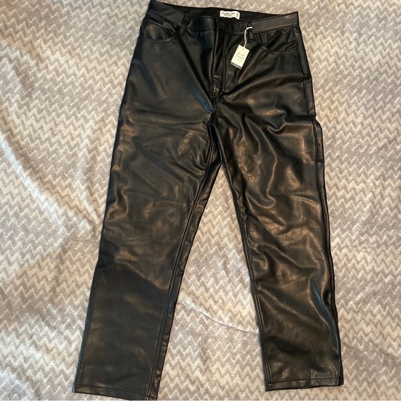 Abercrombie & Fitch Pants - Abercrombie Vegan Leather 90s Straight Pants